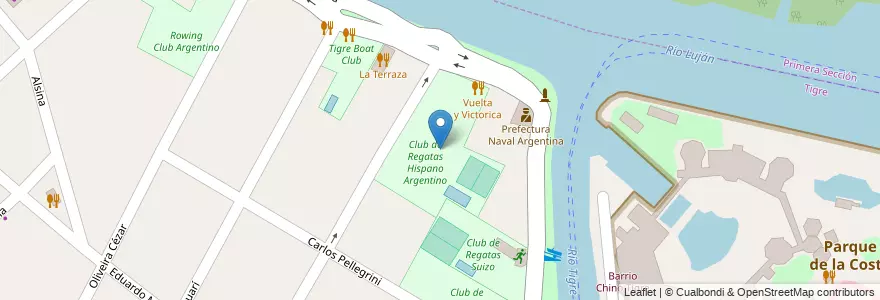 Mapa de ubicacion de Club de Regatas Hispano Argentino en アルゼンチン, ブエノスアイレス州, Partido De Tigre, Tigre.