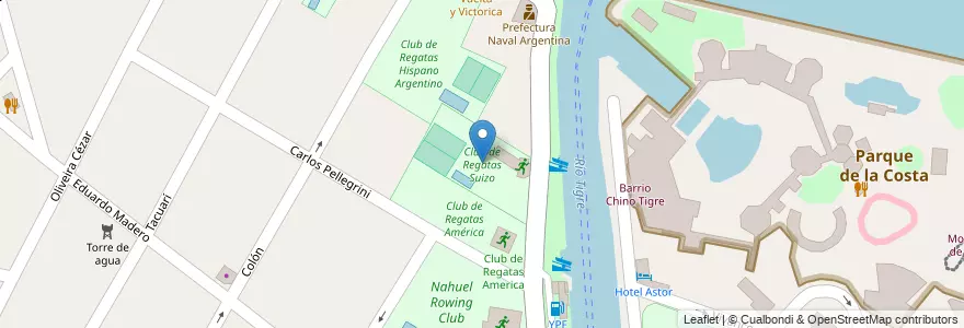 Mapa de ubicacion de Club de Regatas Suizo en アルゼンチン, ブエノスアイレス州, Partido De Tigre, Tigre.