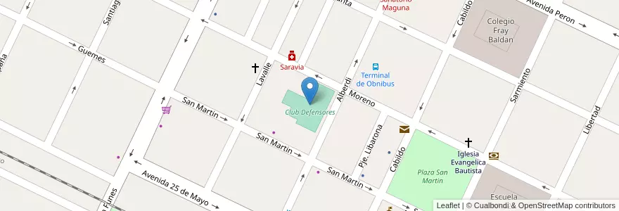 Mapa de ubicacion de Club Defensores en アルゼンチン, サンティアゴ・デル・エステロ州, Departamento Copo.