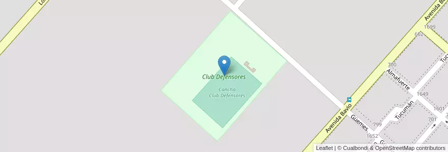 Mapa de ubicacion de Club Defensores en アルゼンチン, ブエノスアイレス州, Partido De Ayacucho, Ayacucho.
