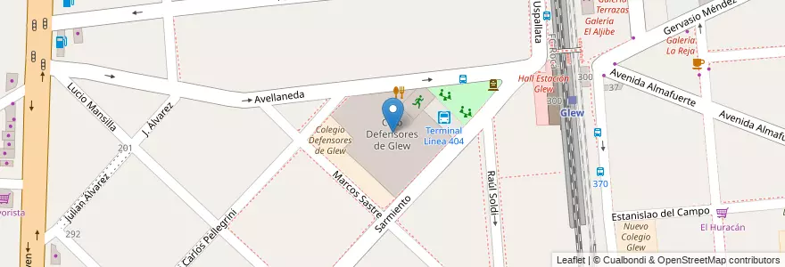Mapa de ubicacion de Club Defensores de Glew en آرژانتین, استان بوئنوس آیرس, Partido De Almirante Brown, Glew.
