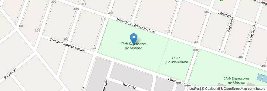 Mapa de ubicacion de Club Defensores de Moreno en Argentinië, Buenos Aires, Partido De Moreno, Moreno.