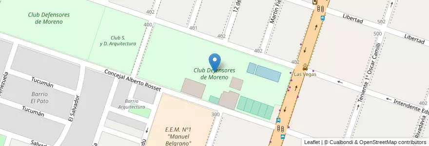 Mapa de ubicacion de Club Defensores de Moreno en 아르헨티나, 부에노스아이레스주, Partido De Moreno, Moreno.
