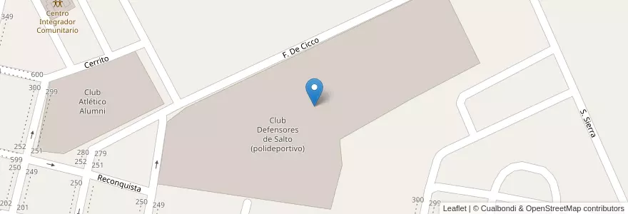 Mapa de ubicacion de Club Defensores de Salto (polideportivo) en アルゼンチン, ブエノスアイレス州, Partido De Salto.