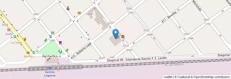 Mapa de ubicacion de Club Defensores de Santos Lugares en الأرجنتين, بوينس آيرس, Partido De Tres De Febrero, Santos Lugares.