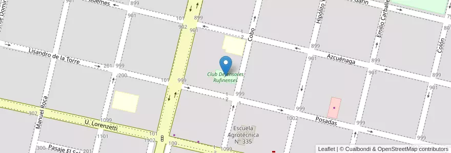 Mapa de ubicacion de Club Defensores Rufinenses en Argentine, Santa Fe, Departamento General López, Municipio De Rufino.