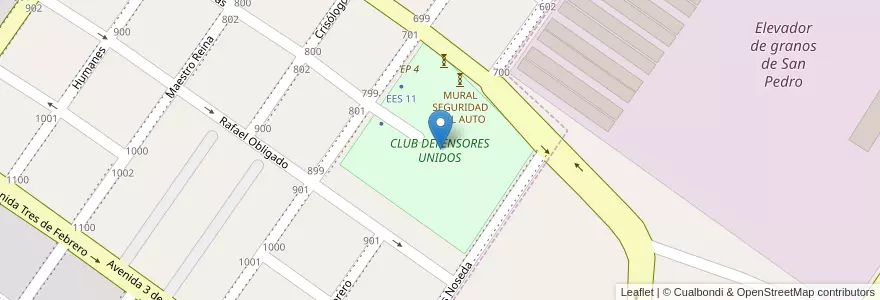 Mapa de ubicacion de CLUB DEFENSORES UNIDOS en Argentinië, Buenos Aires, Partido De San Pedro, San Pedro.