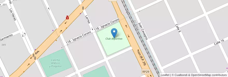 Mapa de ubicacion de Club deportivo en Argentinien, Provinz Buenos Aires, Brandsen.