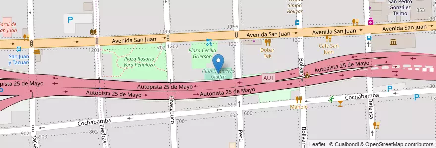 Mapa de ubicacion de Club Deportivo Giuffra, San Telmo en الأرجنتين, Ciudad Autónoma De Buenos Aires, Comuna 1, Buenos Aires.