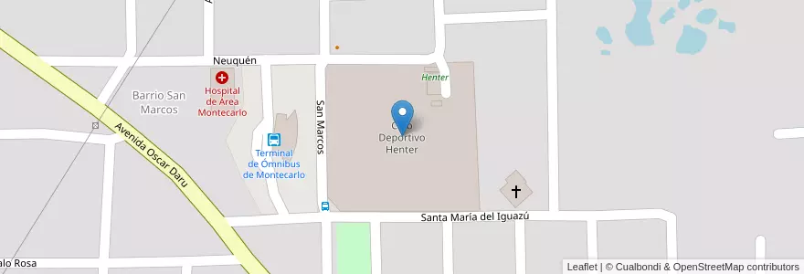 Mapa de ubicacion de Club Deportivo Henter en アルゼンチン, ミシオネス州, Departamento Montecarlo, Municipio De Montecarlo, Montecarlo.