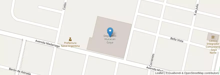 Mapa de ubicacion de Club Deportivo Huracán Goya en آرژانتین, Corrientes, Departamento Goya, Municipio De Goya.