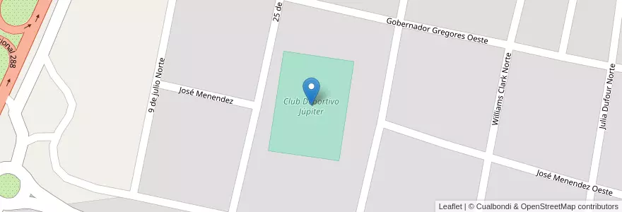 Mapa de ubicacion de Club Deportivo Júpiter en آرژانتین, شیلی, استان سانتا کروس، آرژانتین, Corpen Aike, Comandante Luis Piedrabuena, Comandante Luis Piedrabuena.