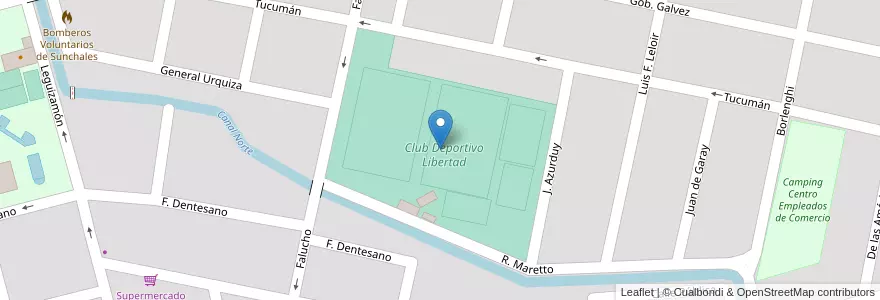 Mapa de ubicacion de Club Deportivo Libertad en الأرجنتين, سانتا في, Departamento Castellanos, Municipio De Sunchales.