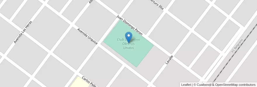 Mapa de ubicacion de Club Deportivo Obreros Unidos en الأرجنتين, Chaco, Departamento General Belgrano, Municipio De Corzuela, Corzuela.