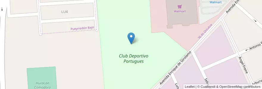 Mapa de ubicacion de Club Deportivo Portugues en Arjantin, Şili, Chubut, Departamento Escalante, Comodoro Rivadavia.