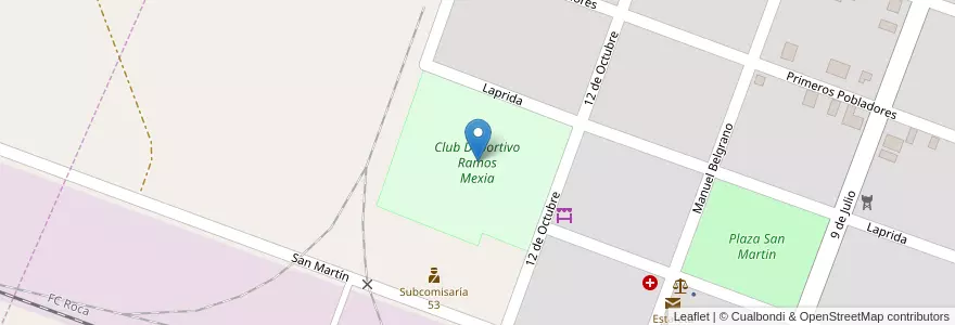 Mapa de ubicacion de Club Deportivo Ramos Mexia en Argentinien, Provinz Río Negro, Departamento Nueve De Julio, Ministro Ramos Mexía.