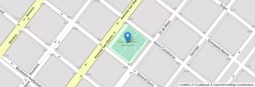 Mapa de ubicacion de Club Deportivo Sarmiento en Argentina, Buenos Aires, Partido De Adolfo Alsina, Carhué.
