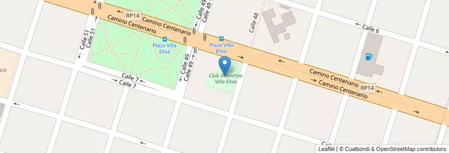 Mapa de ubicacion de Club Deportivo Villa Elisa, Villa Elisa en Argentinië, Buenos Aires, Partido De La Plata, Villa Elisa.