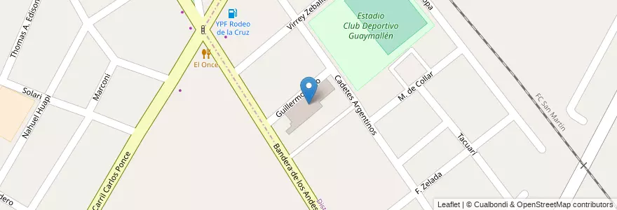 Mapa de ubicacion de Club Deportivo y Social Guaymallén en الأرجنتين, تشيلي, Mendoza, Departamento Guaymallén, Distrito Kilómetro 11.