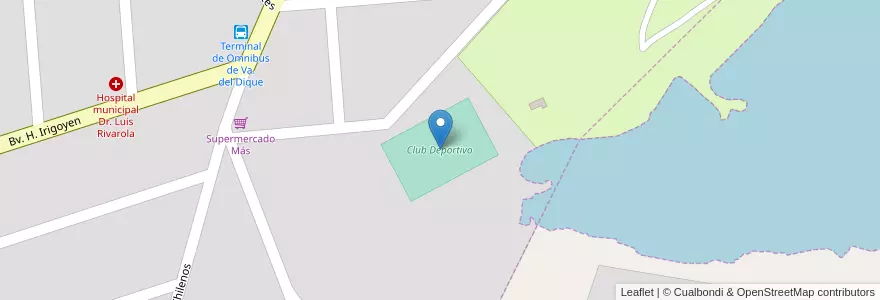 Mapa de ubicacion de Club Deportivo en Argentina, Córdova, Departamento Calamuchita, Pedanía Monsalvo, Municipio De Villa Del Dique, Villa Del Dique.