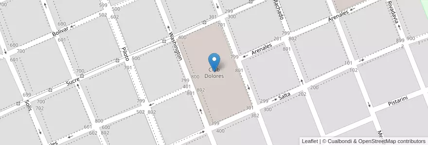 Mapa de ubicacion de Club Dolores en Argentinië, Buenos Aires, Partido De Dolores, Dolores.