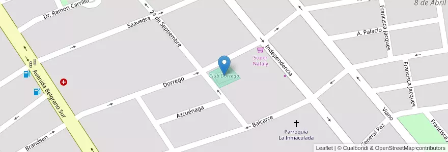 Mapa de ubicacion de Club Dorrego en Argentine, Santiago Del Estero, Departamento Capital, Santiago Del Estero.
