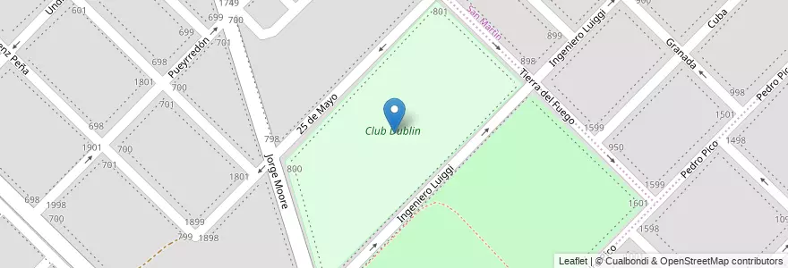 Mapa de ubicacion de Club Dublin en 아르헨티나, 부에노스아이레스주, Partido De Bahía Blanca, Bahía Blanca.