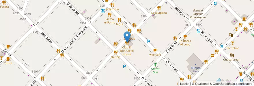 Mapa de ubicacion de Club El Don Steak House, Palermo en Argentinien, Ciudad Autónoma De Buenos Aires, Buenos Aires.