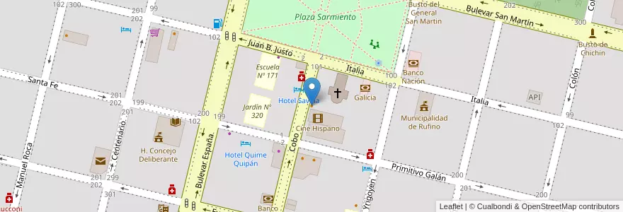 Mapa de ubicacion de Club Español en الأرجنتين, سانتا في, Departamento General López, Municipio De Rufino.