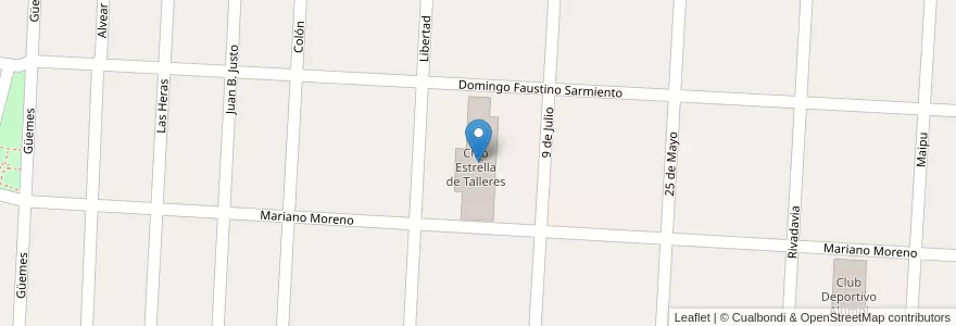 Mapa de ubicacion de Club Estrella de Talleres en Argentinië, Santa Fe, Departamento La Capital, Municipio De Laguna Paiva.