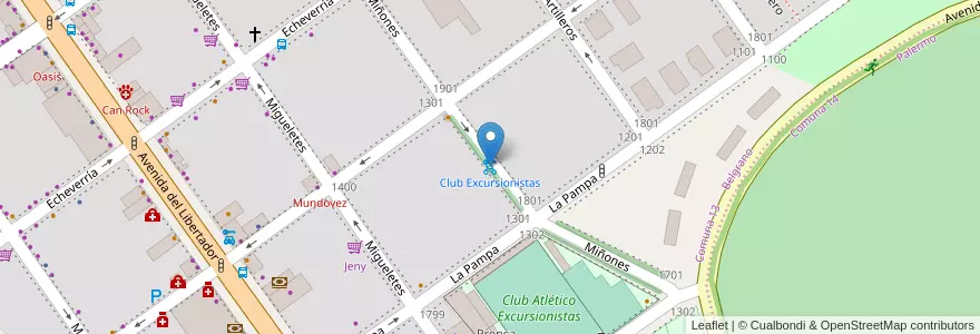 Mapa de ubicacion de Club Excursionistas en Argentine, Ciudad Autónoma De Buenos Aires, Buenos Aires, Comuna 13.