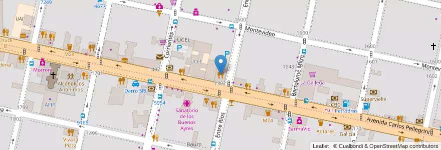Mapa de ubicacion de Club Fellini en アルゼンチン, サンタフェ州, Departamento Rosario, Municipio De Rosario, ロサリオ.