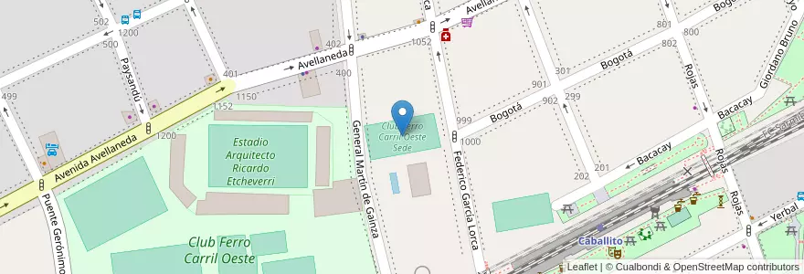 Mapa de ubicacion de Club Ferro Carril Oeste Sede, Caballito en Argentinië, Ciudad Autónoma De Buenos Aires, Buenos Aires, Comuna 6.