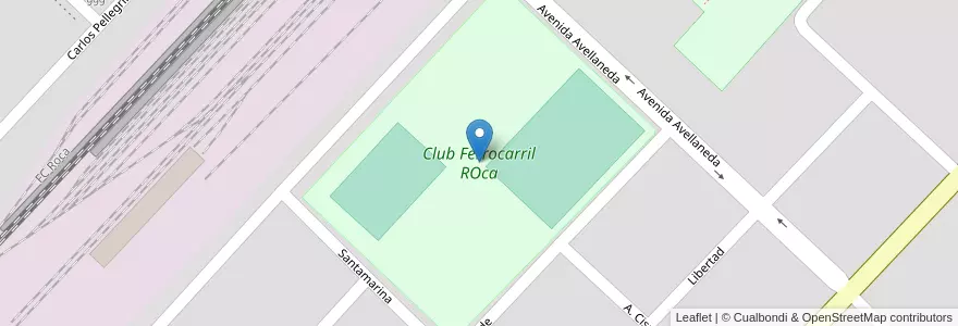 Mapa de ubicacion de Club Ferrocarril ROca en アルゼンチン, ブエノスアイレス州, Partido De Las Flores, Las Flores.