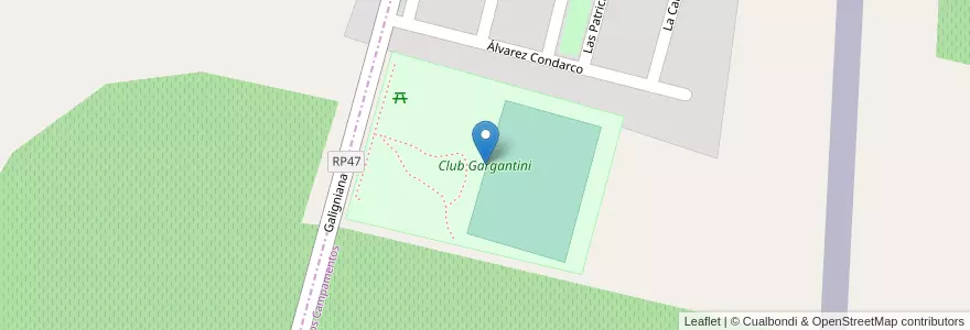 Mapa de ubicacion de Club Gargantini en Argentina, Cile, Mendoza, Departamento Rivadavia.
