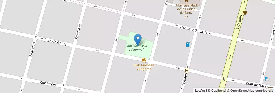 Mapa de ubicacion de Club "Gimnasia y Esgrima" en الأرجنتين, سانتا في, إدارة العاصمة, سانتا في العاصمة, سانتا في.