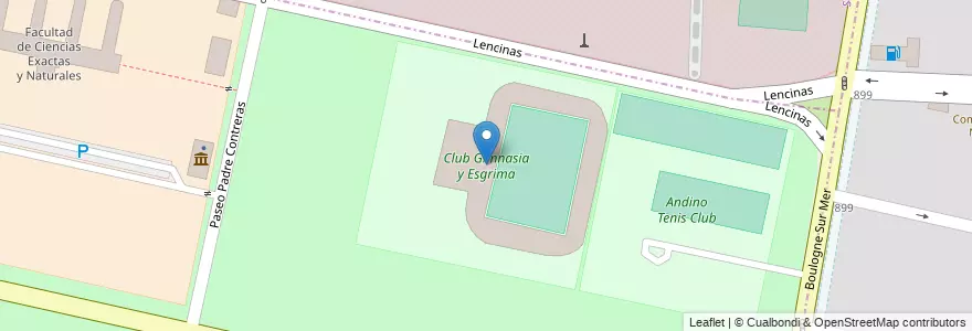 Mapa de ubicacion de Club Gimnasia y Esgrima en Argentina, Cile, Mendoza, Departamento Capital, Sección 9ª Parque General San Martín, Ciudad De Mendoza.