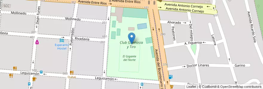 Mapa de ubicacion de Club Gimnasia y Tiro en 阿根廷, Salta, Capital, Municipio De Salta, Salta.