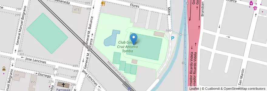 Mapa de ubicacion de Club Godoy Cruz Antonio Tomba en アルゼンチン, チリ, メンドーサ州, Godoy Cruz, Departamento Godoy Cruz, Distrito Ciudad De Godoy Cruz.