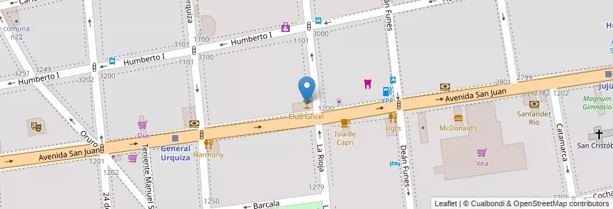 Mapa de ubicacion de Club Gricel, San Cristobal en 阿根廷, Ciudad Autónoma De Buenos Aires, Comuna 3, 布宜诺斯艾利斯.