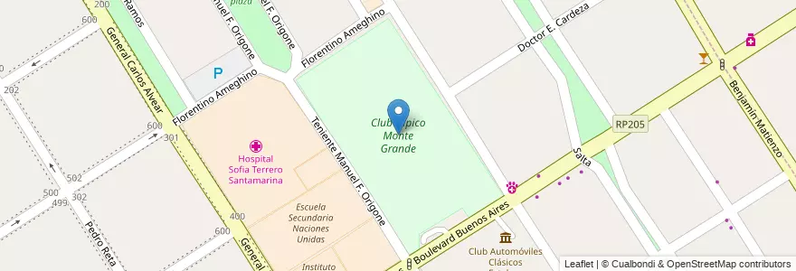 Mapa de ubicacion de Club Hípico Monte Grande en آرژانتین, استان بوئنوس آیرس, Partido De Esteban Echeverría, Monte Grande.