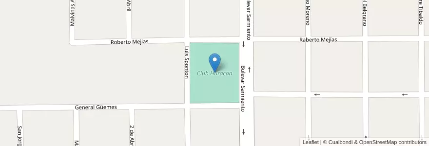 Mapa de ubicacion de Club Huracan en Argentinië, Santa Fe, Departamento General Obligado, Municipio De Villa Ocampo.