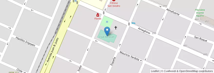 Mapa de ubicacion de Club Huracán en Argentina, Córdoba, Departamento Colón, Pedanía Cañas.