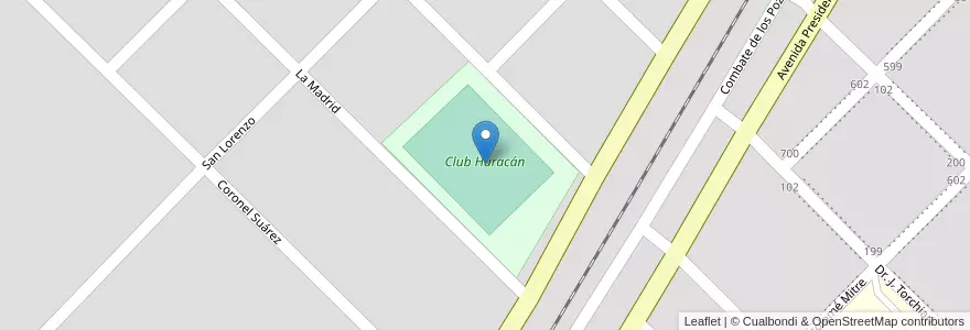 Mapa de ubicacion de Club Huracán en Аргентина, Буэнос-Айрес, Partido De Adolfo Gonzales Chaves, Adolfo Gonzáles Chaves.