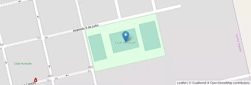 Mapa de ubicacion de Club Huracán en Argentinien, Provinz Buenos Aires, Partido De Carlos Tejedor, Carlos Tejedor, Carlos Tejedor.