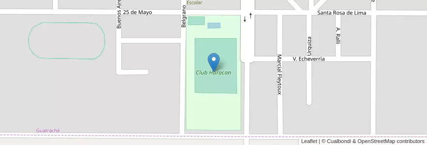Mapa de ubicacion de Club Huracan en アルゼンチン, ラ・パンパ州, Departamento Guatraché, Municipio De Guatraché, Guatraché.