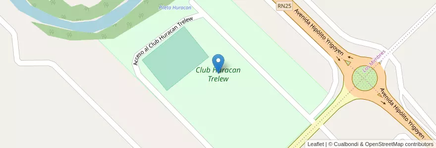 Mapa de ubicacion de Club Huracan Trelew en Argentinië, Chubut, Trelew, Departamento Rawson.