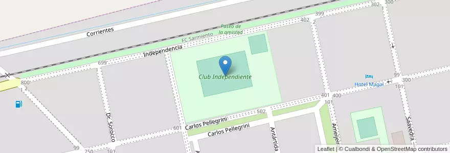 Mapa de ubicacion de Club Independiente en 아르헨티나, 부에노스아이레스주, Partido De Rivadavia, América.
