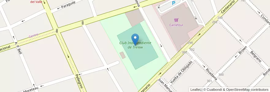Mapa de ubicacion de Club Independiente de Trelew en 阿根廷, Chubut, Trelew, Departamento Rawson.