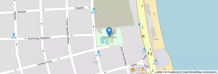 Mapa de ubicacion de Club Italiano en Argentinien, Santa Fe, Departamento Rosario, Municipio De Rosario, Rosario.